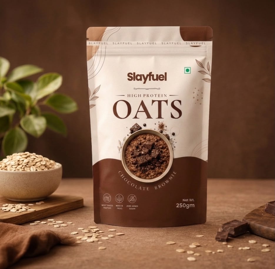 slay fuel chocolate brownie high protein instant oats – no added sugar. slay fuel chocolate brownie high protein instant oats – no added sugar.